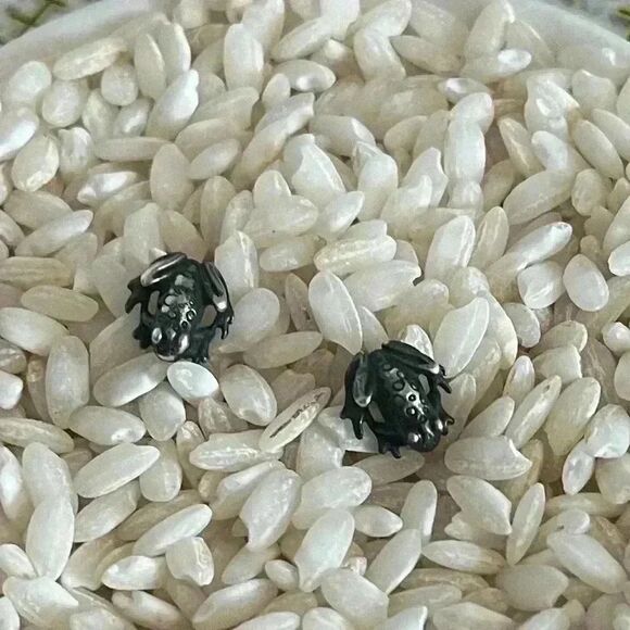 Vintage Sterling 925 frog stud earrings - Picture 3 of 4